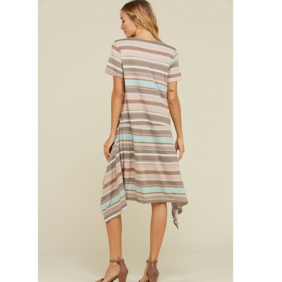 (LAST ONE) Asymmetrical Midi Striped Slip Dress - Picture 4 of 4